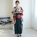【レンタル】【九重 袴 17点セット 日本製 赤モダンみずいろ縞々菊】二尺袖着物 はかま フルセット 卒業式 大学生 専門学生 レディース 女性 袴87-95cm(身長148-163cm)足袋プレゼント 重ね衿縫い付済 往復送料無料