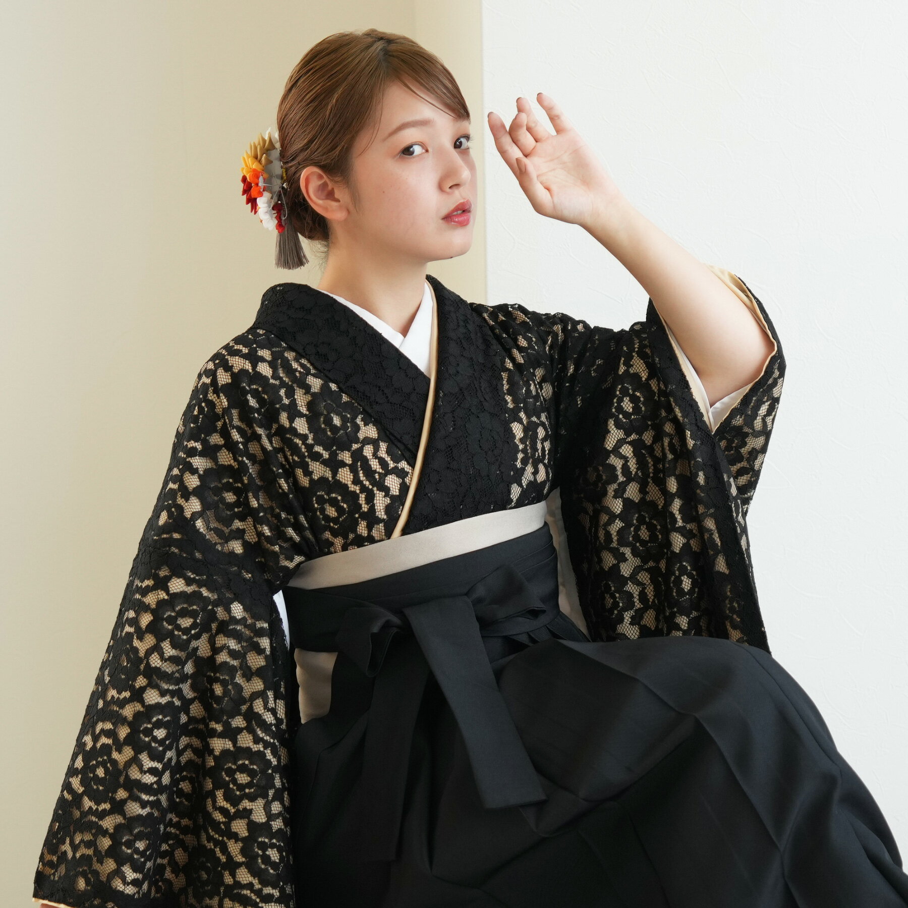 【レンタル】【utatane 袴 17点セット 日本製レース　】二尺袖着物 はかま フルセット 卒業
