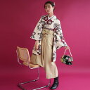 【レンタル】【utatane 袴 17点セット 格子ベージュにえんじ椿】二尺袖着物 はかま フルセット 卒業式 大学生 専門学生 レディース 女性 袴91cm(身長153-158cm)ブーツ着用時165cmまで適応 足袋プレゼント 重ね衿縫い付済 往復送料無料