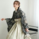 【レンタル】【Heather 袴 17点セット ブラックに疋田牡丹 日本製】黒系 二尺袖着物 はかま フルセット 卒業式 大学生 専門学生 レディース 女性 足袋プレゼント 重ね衿縫い付済 往復送料無料