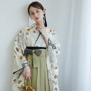 【レンタル】【JAPAN STYLE×中村里砂 袴 17点セット グレージュに牡丹と八重桜 日本製】二尺袖着物 はかま フルセット 卒業式 大学生 専門学生 レディース 女性 足袋プレゼント 重ね衿縫い付済 往復送料無料