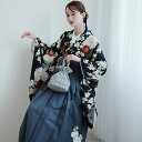 【九重 袴 17点セット 梅に菊・黒 日本製】二尺袖着物 はかま フルセット 卒業式 大学生 専門学生 レディース 女性 足袋プレゼント 重ね衿縫い付済 往復送料無料
