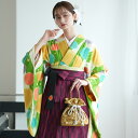 【レンタル】【袴 17点セット 大正浪漫かすれ緑縞にしゃぼん玉】二尺袖着物 はかま フルセット 卒業式 大学生 専門学生 レディース 女性 袴91-99cm(身長153-170cm)足袋プレゼント 重ね衿縫い付済 往復送料無料