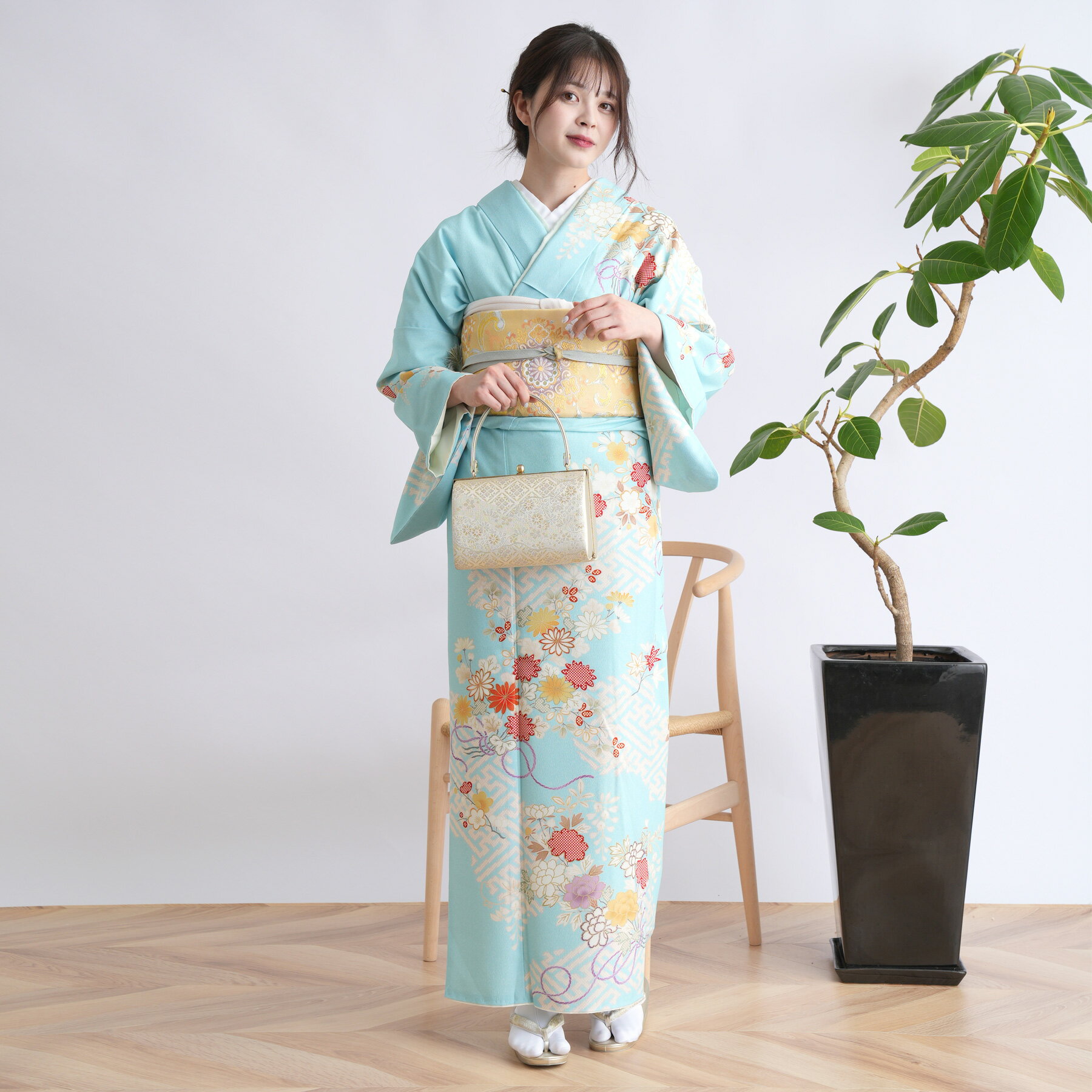 【レンタル】 訪問着 結婚式 卒業式 お茶会 食事会 入学式 お仕立て上がり お出かけ着 フォーマル お宮参り 七五三 観劇 園遊会 祝賀会 女性 着物 母親 お母さん 袋帯 フルセット 安い レトロ 大正浪漫 古典 水色 菊 牡丹 梅 往復送料無料