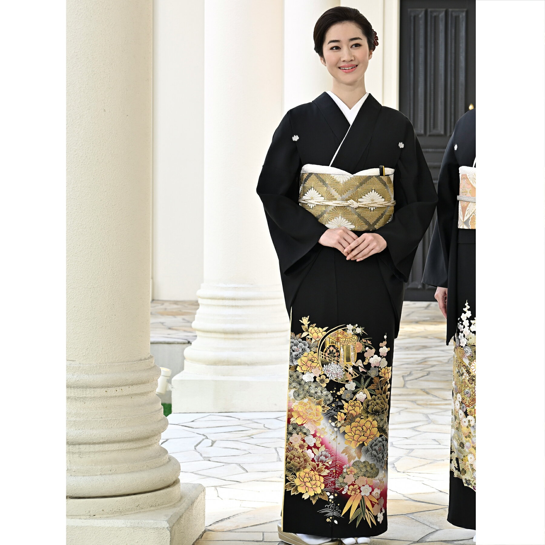 【レンタル】黒留袖レンタル フルセット 桂由美 ブランド 高級 正絹 結婚式着物 留袖 着物 黒留袖 KOTOHOGI ことほぎ 金彩友禅 母親 親族 第一礼装 フォトウェディング 着物レンタル レンタル着物 黒留め袖 貸衣装 レンタル衣装 チャペル婚 牡丹 梅 松 金 往復送料無料