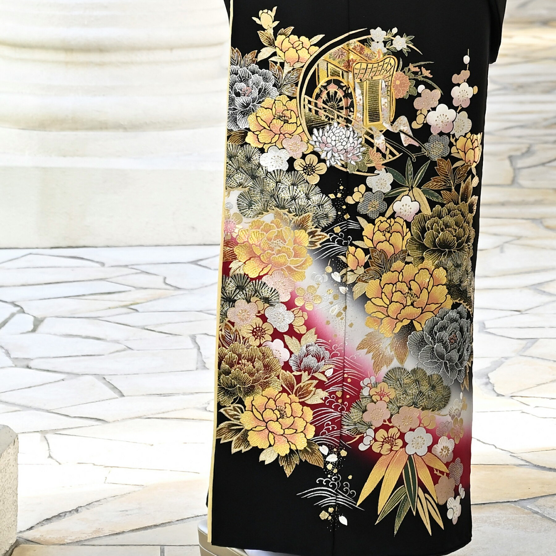 【レンタル】黒留袖レンタル フルセット 桂由美 ブランド 高級 正絹 結婚式着物 留袖 着物 黒留袖 KOTOHOGI ことほぎ 金彩友禅 母親 親族 第一礼装 フォトウェディング 着物レンタル レンタル着物 黒留め袖 貸衣装 レンタル衣装 チャペル婚 牡丹 梅 松 金 往復送料無料