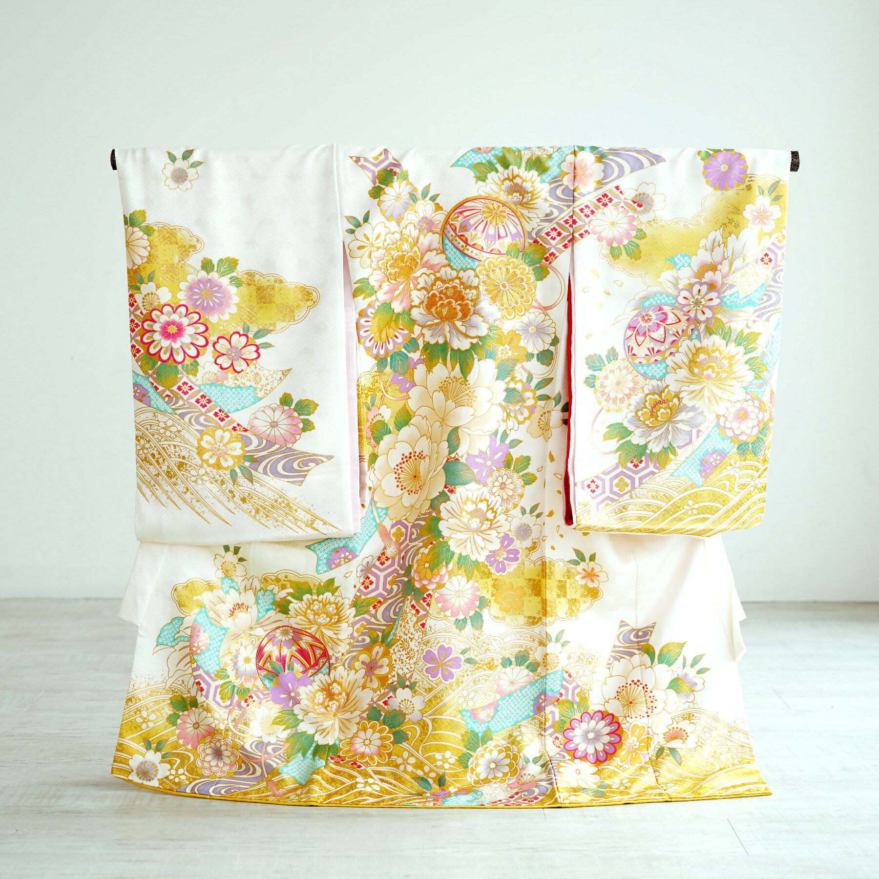 【レンタル】産着 祝着 フリーサイズ 産着 6点セット 日本製 お宮参り 花 女児 おんなのこ 白系 子供 kids 黄色 ピンク 水色 ラベンダー 鞠 牡丹 金刺繍 桜 ベビー帽子セット 華やか 豪華 高級 お祝い 初着 赤ちゃん ベビー 宮参り 祝着 往復送料無料