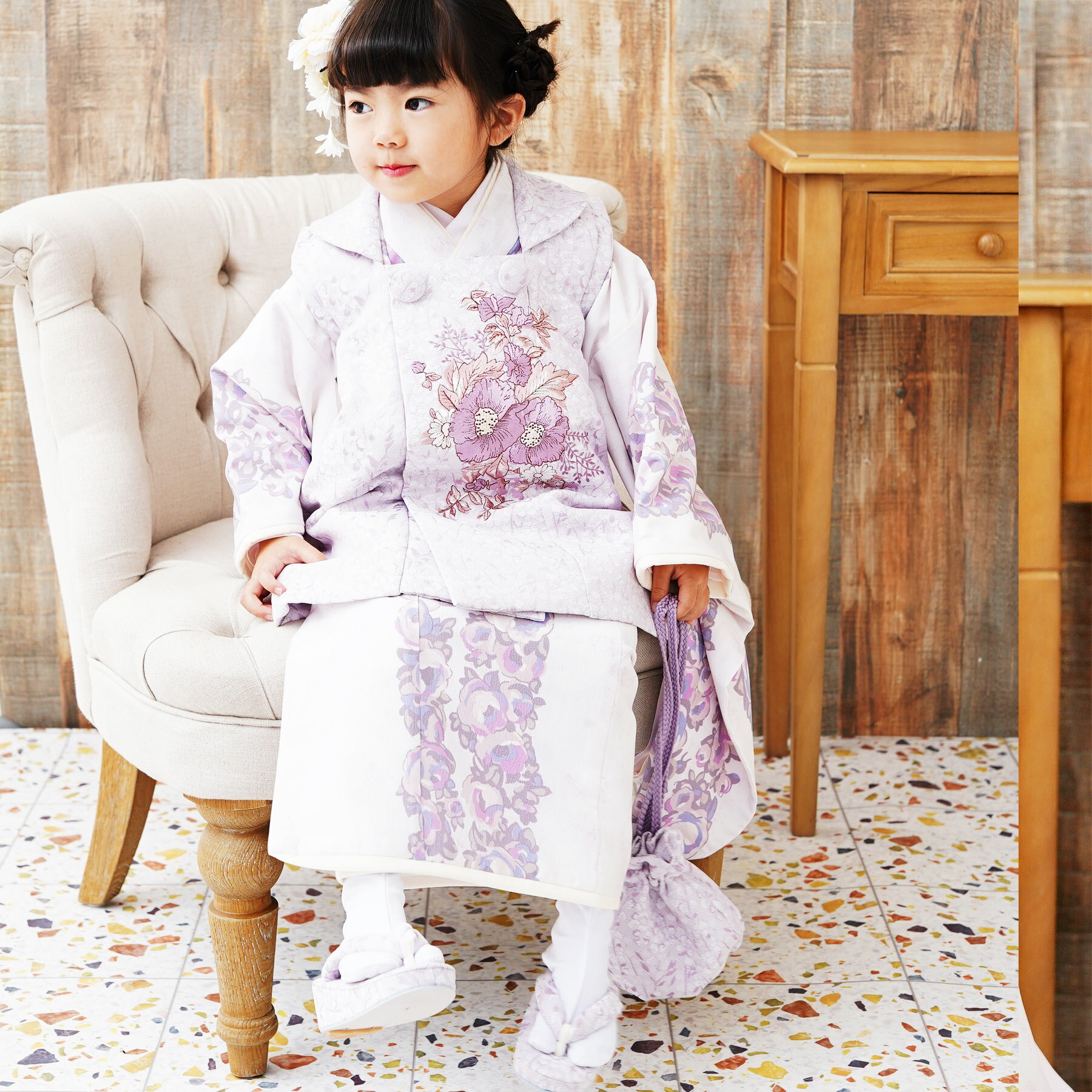 【レンタル】JILLSTUART ジルスチュアート ブランド 祝着 3歳 お祝い着 着物 七五三 お正月 初詣 雛祭り 三歳 レンタル 女の子 きもの 被布コー...