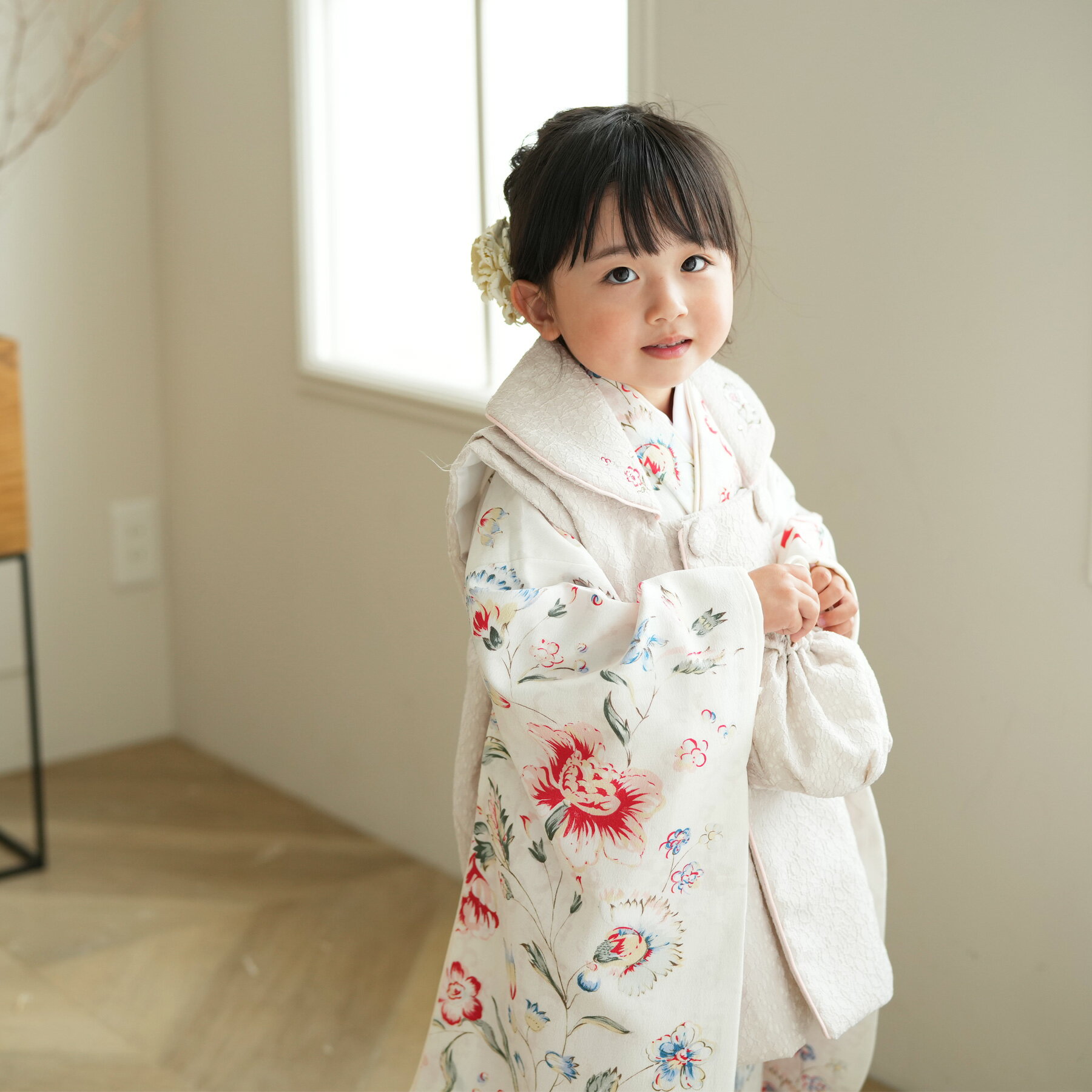【レンタル】 七五三セット JILLSTUART 88cm-105cm前後 七五三 3歳 日本製 被布セット 花 着物セット レンタル アイボリー系 子供 ki...