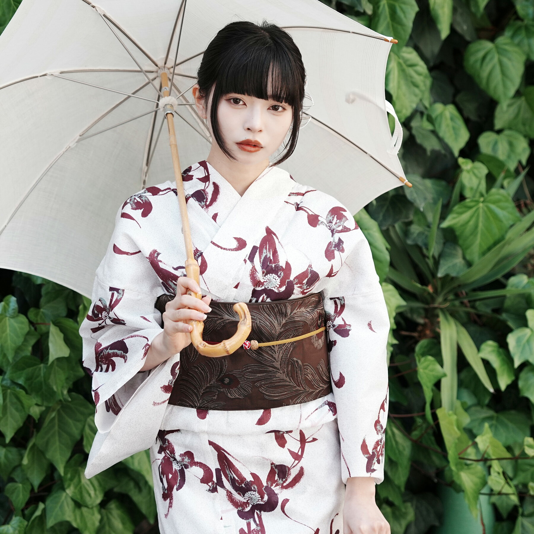 Female Yukatas - 2026新作【utatane 浴衣 単品 高級変わり織｜赤紫とグリーンの乱菊（フリーサイズ）】国産生地・国内染色｜希少図案を現代に復刻｜浴衣（ゆかた）