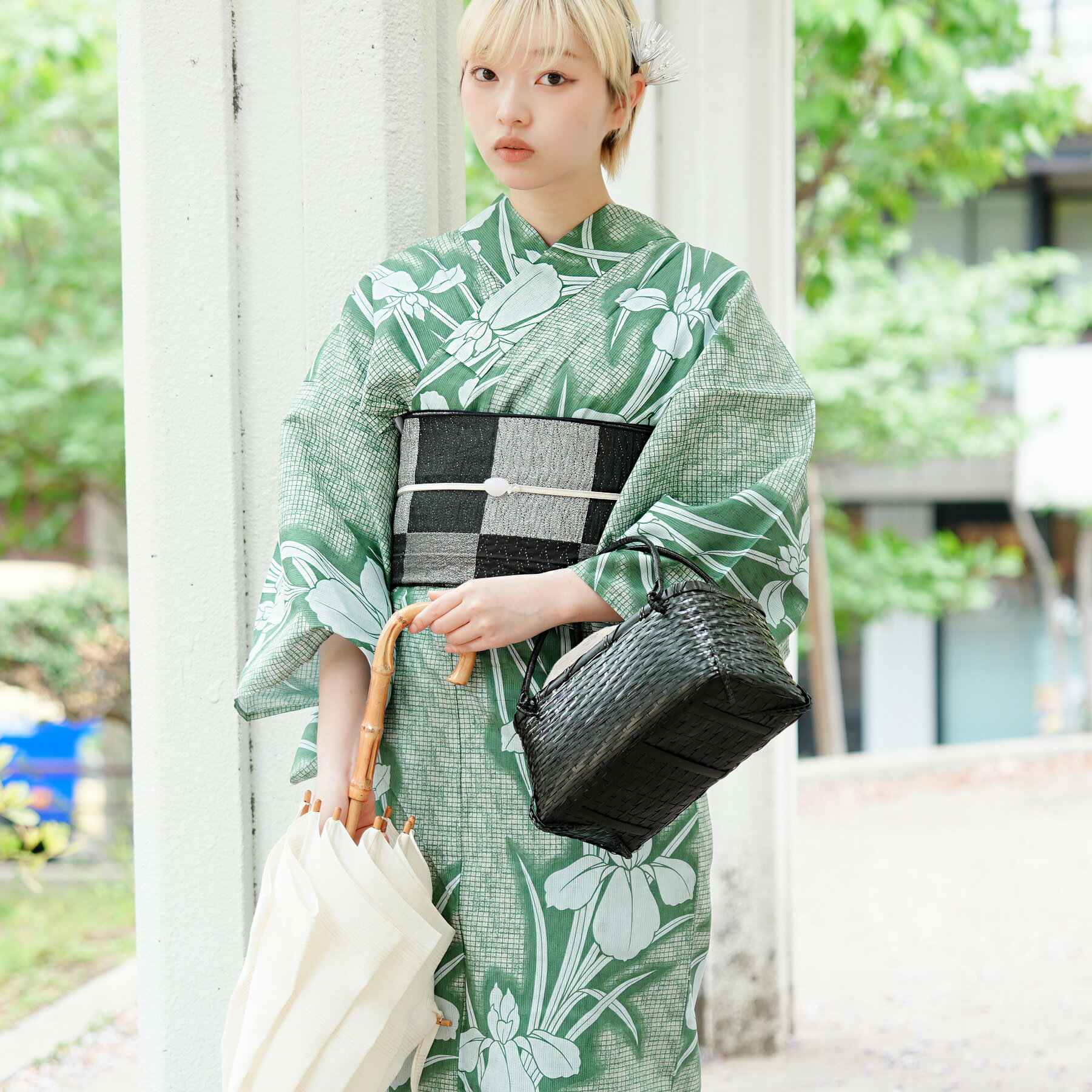 Other - 2026新作【utatane 浴衣 単品 高級変わり織｜翡翠に菖蒲（フリーサイズ）】国産生地・国内染色｜希少図案を現代に復刻｜浴衣（ゆかた）