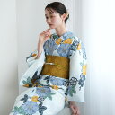 【utatane 高級変わり織 浴衣3点セット 水色に山吹色の疋田梅】ここでしか買えない昭和初期アンティーク復刻版 フリーサイズ 浴衣セット(ゆかた・帯・下駄)...
