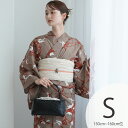 【utatane 高級変わり織 浴衣3点セット ココアと赤茶のあざみ砂嵐】ここでしか買えない昭和初期アンティーク復刻版 プチサイズ(150-160cm)Sサイズ 浴衣セット(ゆかた・帯・下駄)うたたね 上質 国産生地 国内染色 低身長コーデ