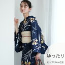 【ニコアンティーク 高級変わり織 浴衣3点セット 紺地に菖蒲とつばめ】みんなと違う浴衣を着よう!個性派きものブランドNicoAntiqueの2025年新作 ゆったりサイズ(ヒップ約130cm位まで対応)3Lサイズ 浴衣セット(ゆかた・帯・下駄) レトロ 上質 国産生地 国内染色