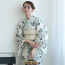 【utatane セパレート高級変わり織 二部式浴衣3点セット 先染めベージュ風グレイッシュブルーの菊づくし】ここでしか買えない昭和初期アンティーク復刻版 フリ...
