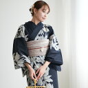 【utatane セパレート高級変わり織 二部式浴衣3点セット 粋紺市松にチューリップ】ここでしか買えない昭和初期アンティーク復刻版 フリーサイズ 浴衣セット(ゆかた上下・帯・下駄)ですぐお出かけ 古典レトロ うたたね 国産生地 国内染色 上質