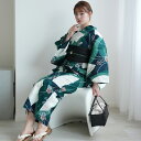 【utatane セパレート高級変わり織 二部式浴衣3点セット かすれグリーンに扇面】ここでしか買えない昭和初期アンティーク復刻版 フリーサイズ 浴衣セット(ゆかた上下・帯・下駄)ですぐお出かけ 古典レトロ うたたね 国産生地 国内染色 上質