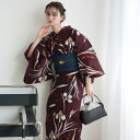 【ニコアンティーク セパレート高級変わり織 二部式浴衣3点セット えんじに菖蒲とつばめ】みんなと違う浴衣を着よう!個性派きものブランドNicoAntiqueの2025年新作 フリーサイズ 浴衣セット(ゆかた上下・帯・下駄) 大正浪漫 レトロ 国産生地 国内染色