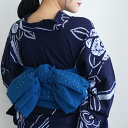 【10%OFF】【utatane 綿麻 清江絞り 有松染め 兵児帯 バラ疋田 インクブルー】レディース 女性 日本製 国産 夏用 浴衣 夏着物 天然素材 麻混 ...