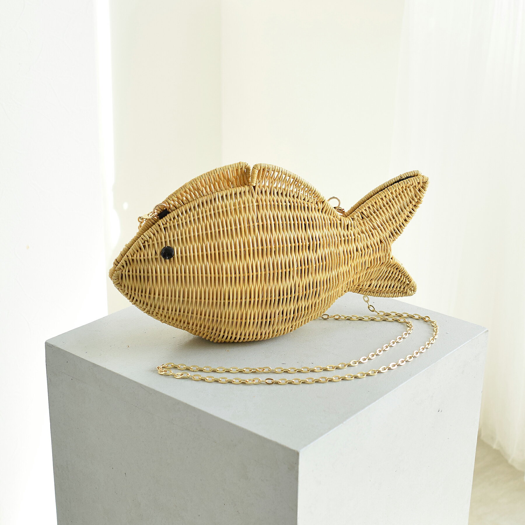 【utatane 籐カゴバッグ 熱帯魚 クラッチバッグ　ショルダー ラタンウィッカー 籐編み 単品】アニマル..