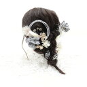 ドライフラワー 髪飾り 20点セット 日本製 ヘアアクセサリー 無地 ボリューム セット 白系 ホワイト 金銀 シルバー グレー くすみカラー ナチュラル ヘア...
