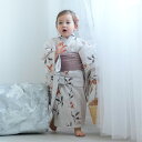 【ニコアンティーク kids 高級変わり織 子供浴衣3点セット 女の子 淡いグレーに柘榴】 個性派きものブランドNicoAntiqueの2025年新作 こども浴衣セット(ゆかた・帯・下駄)3歳 4歳 5歳 6歳 7歳 8歳 9歳 10歳 レトロ キッズ 国産生地 国内染色 上質