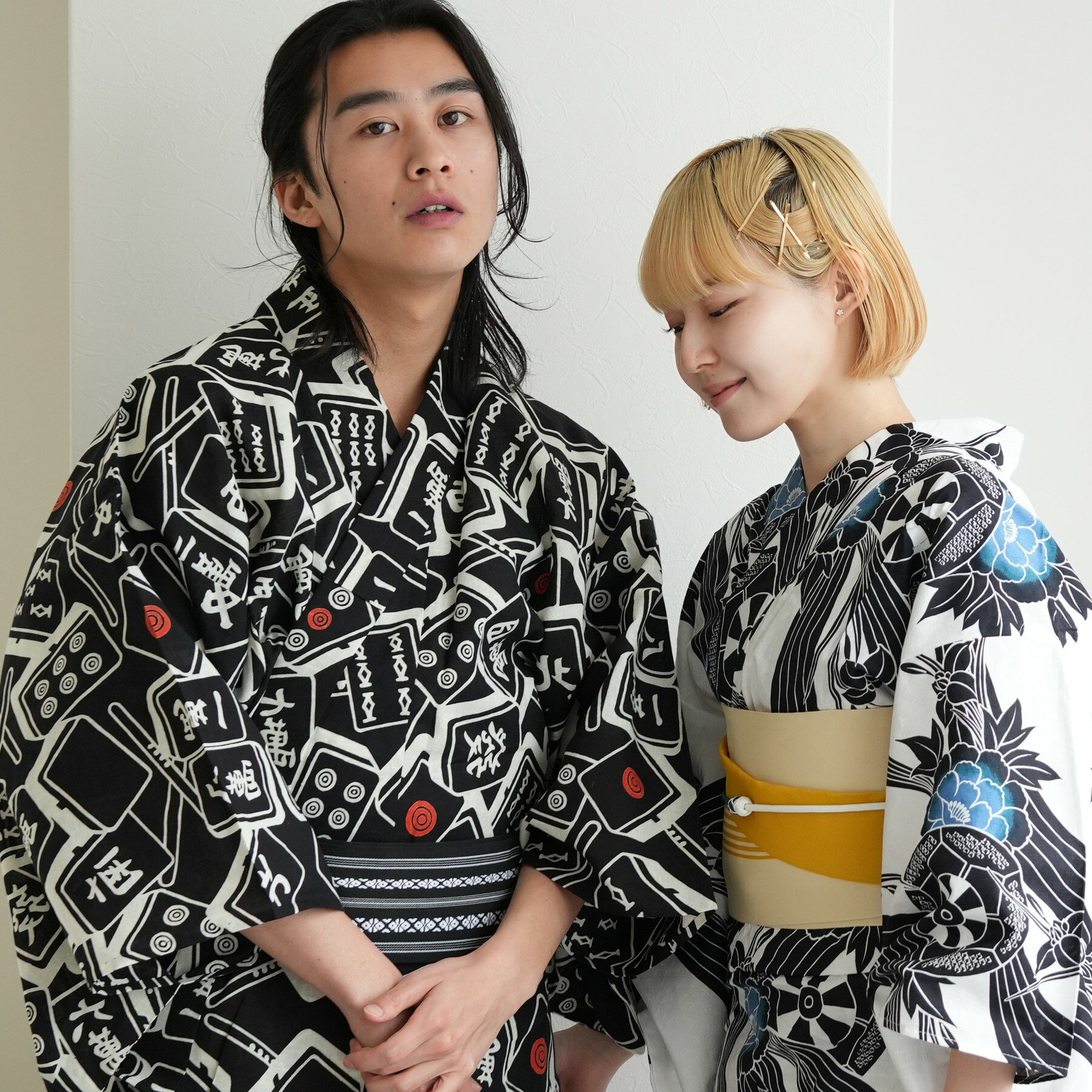 【22%OFF】【utatane×注染工房 日本製小幅生地使用 メンズ 浴衣3点セット 黒地の麻雀牌】男 紳士 男性 特選シリーズ 注染 本染め 手染め ぼかし...