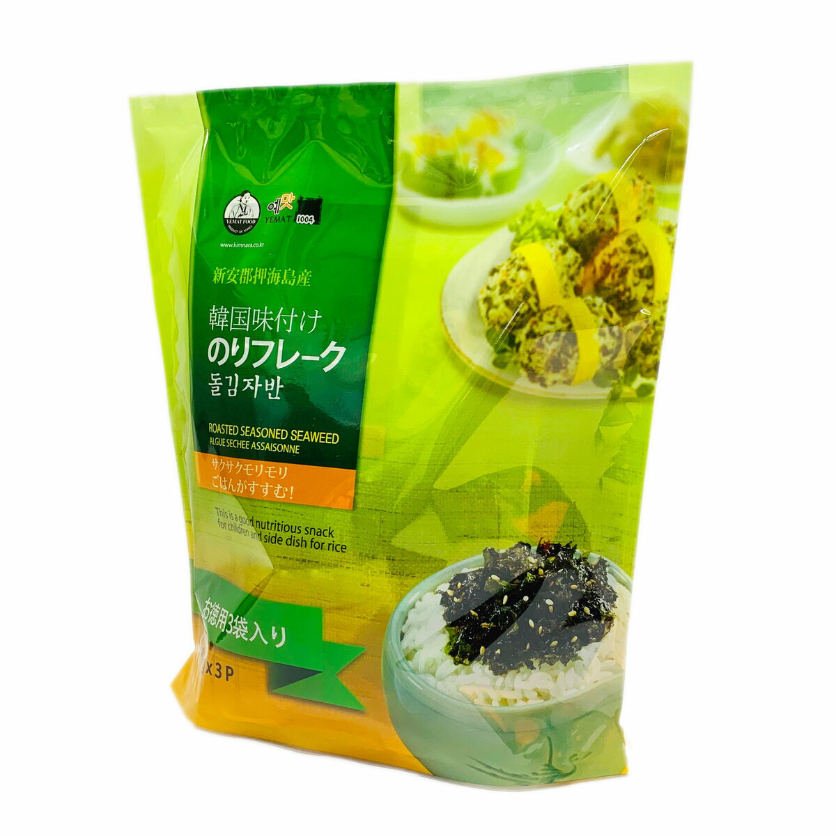 韓国味付けのりフレーク 80g x 3袋 イェマッ食品 ごはん おかず 伝統 ビビンバ Seaweed 味付け 甘口 ジッパー付き袋
