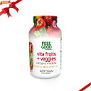 フィールグッド ビタフルーツ＆ベジタブル 120粒入 Feel Good Vita Fruits & Veggies 120 Capsules 野菜や果物は足りていますか ビタフルーツ＆ベジタブルのカプセルには、リンゴ、アスパラガス、バナナ、ビート、ピーマン、ブラックベリー、ブルーベリー、ブロッコリー、芽キャベツ、キャベツ、ニンジン、カリフラワー、セロリ、キュウリ、ニンニク、ショウガ、ケール、タマネギ、エンドウ豆 、パセリ、ラズベリー、ほうれん草、イチゴ、タルトチェリー、トマトといった25種類の野菜と果物から作られています。 1 日推奨量のビタミン A、D、E、B1、B6、B12、ナイアシン、亜鉛を 100%摂取できます。 厳選された野菜と果物から作られたビタフルーツ＆ベジタブルで健やかな毎日をお過ごしください。 1日目安量：1粒　120日分 1日1粒でビタミン類をまとめてチャージ 人工香料・保存料不使用 グルテンフリー 特徴野菜由来カプセル剤型タイプ粒分類栄養機能食品