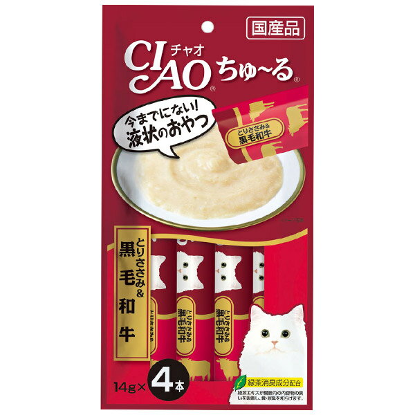いなば チャオ ちゅーる（ちゅ～る） とりささみ＆黒毛和牛 14g×4本 ■ キャットフード 猫用おやつ 猫のオヤツ ねこ ネコ CIAOのサムネイル