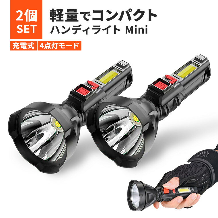 LED 小型 懐中電灯 2個セット usb 充電式 防水 LEDライト ハンディライト 作業灯 ワークライト 散歩 アウトドア 照明 防災グッズ 停電 登山 携帯 軽い 最強 明るい コンパクト ミニ