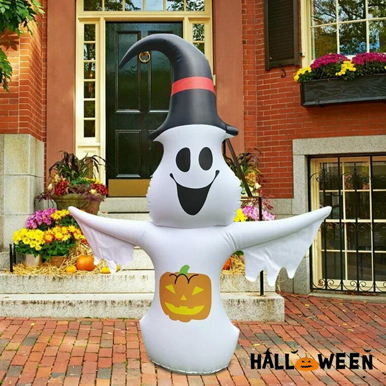 インフレータブル エアーディスプレ 光る ゴースト かぼちゃ パンプキン 足踏み式ポンプ付 大型 エアー..