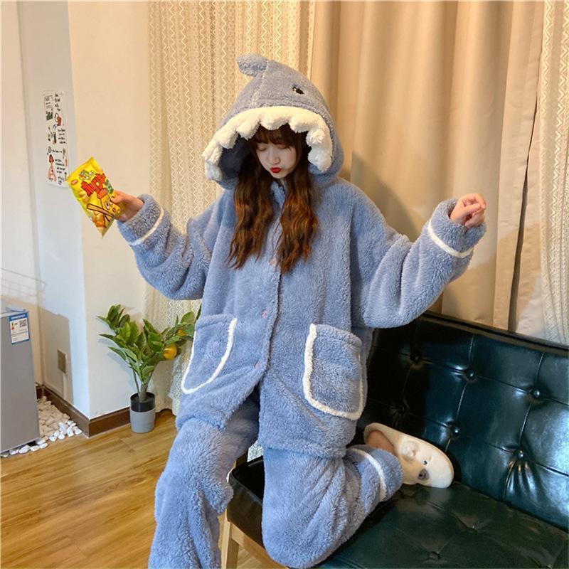 Other - ふわふわ 上下セット モコモコ動物 パジャマ 怪獣 恐竜 寝巻き パーカー セットアップ レディース ルームウェア 冬 裏起 防寒 もこもこ