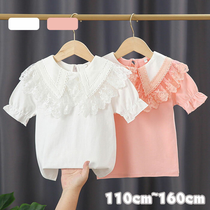 Rakuten - 女の子 ブラウス ホワイト ピンク 子供 コットンシャツ おしゃれ 女児 カジュアル レースの襟 子供服 入学式 七五三 結婚式 入園式 卒業式 発表会 誕生日110 120 1 140 130