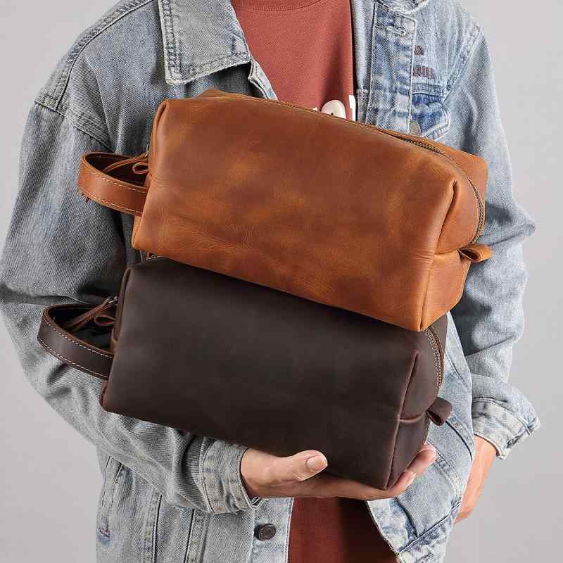 メンズ 手提げポーチ 高級感 本革 �