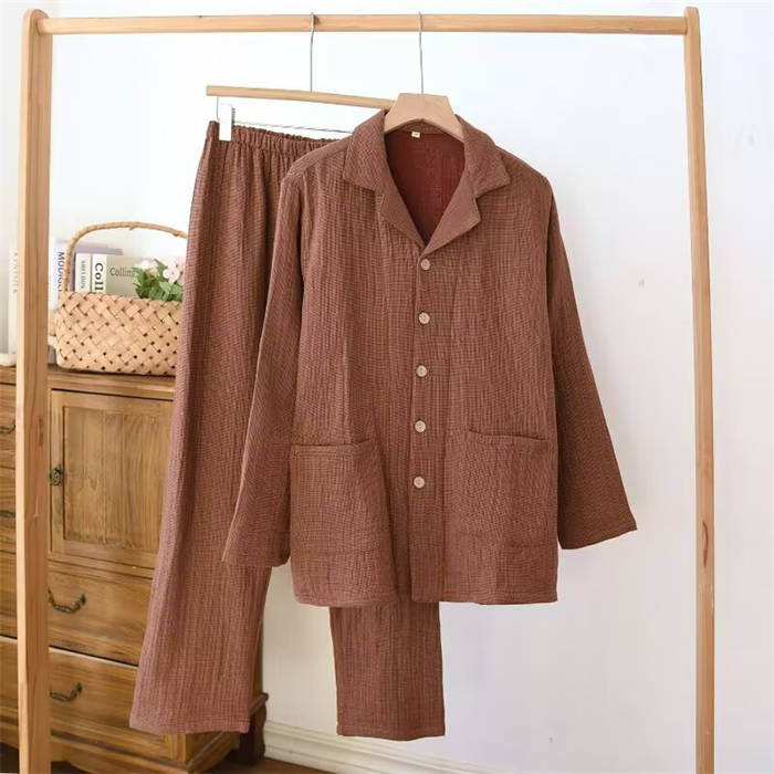 丸襟 4重ガーゼ パジャマ カップル レディー...の紹介画像2