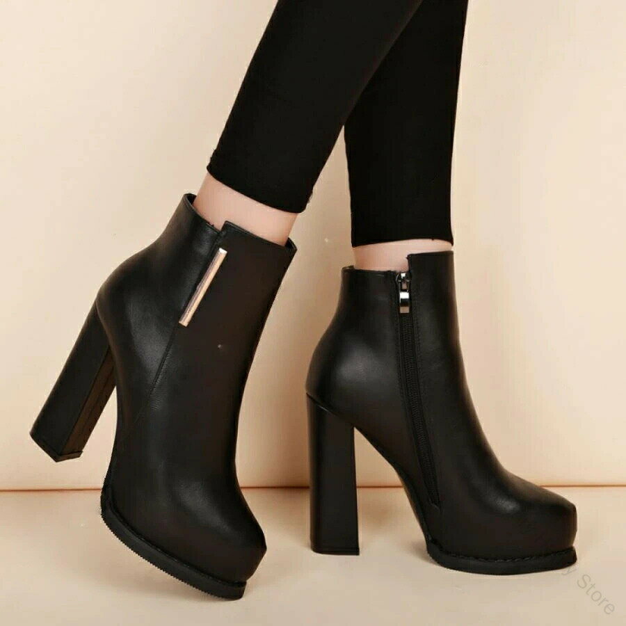 ショートブーツ レディース ハイヒール ブーティー ヒール 10センチ 太ヒール 厚底 歩きやすい 安定感 大きいサイズ 卒業式 成人式 イベント用ファッション靴 コスプレ 仮装