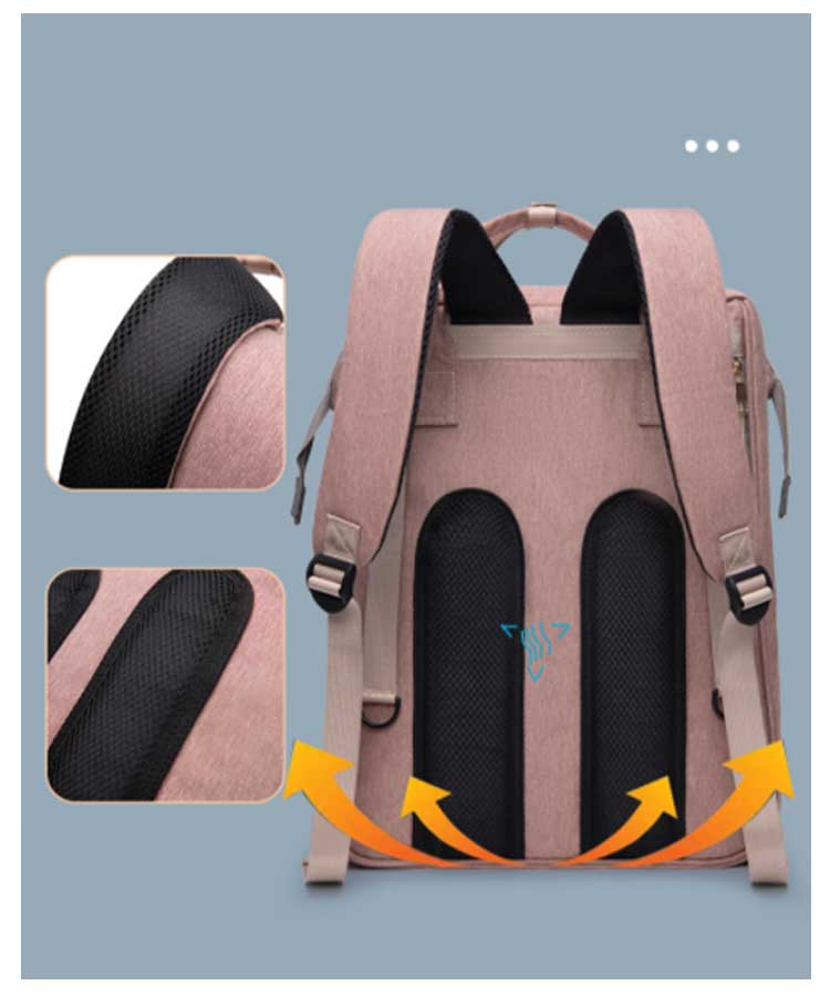 マザーズバッグ ベビーベッドバッグ 2way ママバッグ 取り外し可能 蚊帳付き 出産お祝い 旅行アクセサリー 防水 軽量 ベビー用品収 掛けるベルト 保温ポケット付きUSB充電ポート付き [2]