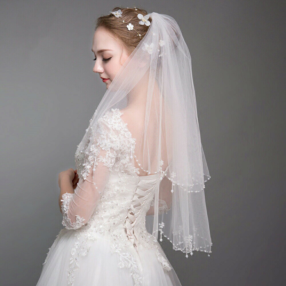 ウエディングベール 結婚式 ショートベール ミドルベール ベールアップ ベールダウ...