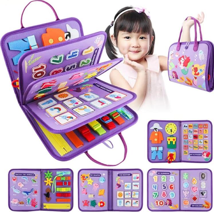 乐天商城 - 知育玩具 モンテッソーリおもちゃ 幼児忙しいボード 英語教育 1歳 2歳 3歳 4歳 5歳 色 形 数字認識 英語学習 学習ボード お着替えの練習 誕生日プレゼント 集中力 創造力 指先訓練