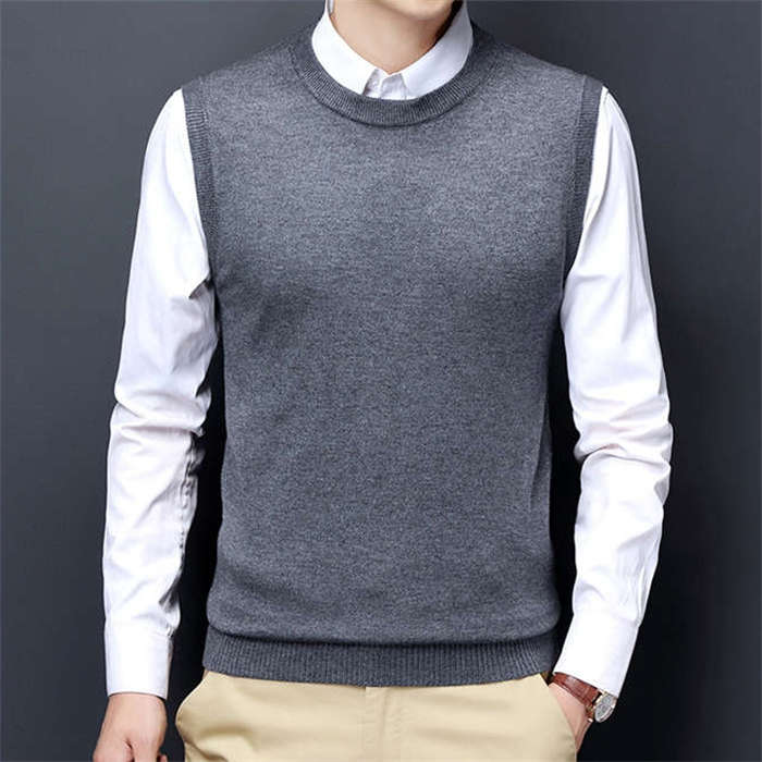 ベスト ニット メンズ ニットベスト トップス 秋冬 ウール混 ウール 洗える 洗濯可 ノーアイロン 紳士 ノースリーブ セーターベスト ジレ シンプル クルーネック セーター 編み上げ