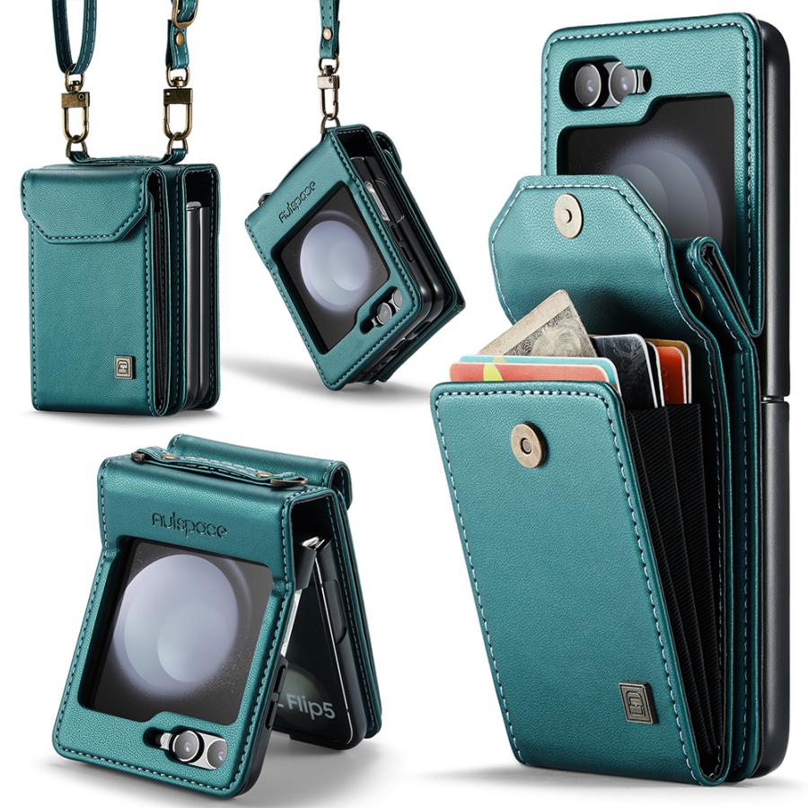 galaxy z flip7 ケース ギャラクシー flip6 ショルダー カード収納 フリップ5 zflip 肩掛け スマホケース 2