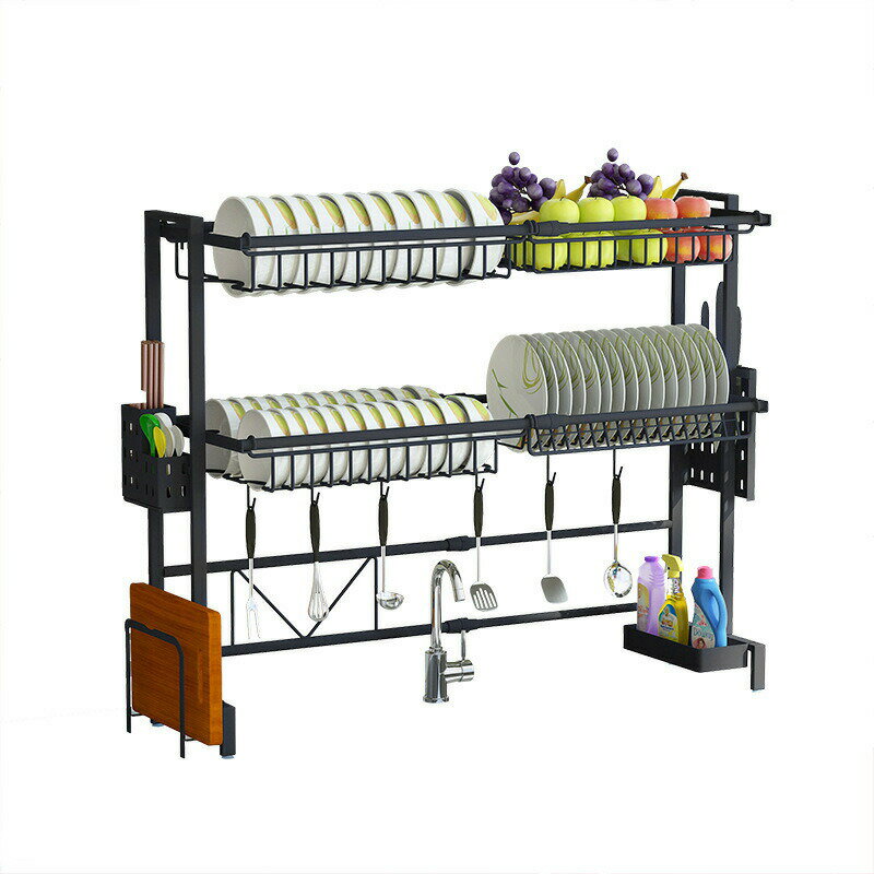 樂天商城 - 水切りラック 水切りかご 調整可能 収納 伸縮 大容量 ステンレス 2段 シンク上 大きい 台所用品 調理器具 キッチン