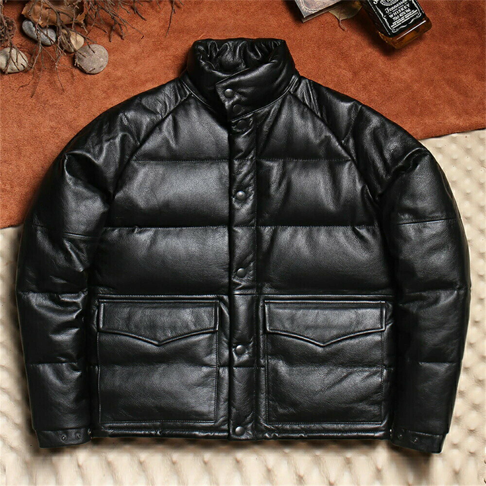レザーダウン レザーダウンジャケット ダウン 本革ダウンジャケット ダウンジャケット 牛革 レザージャケ 本革ジャケット ダウンコート