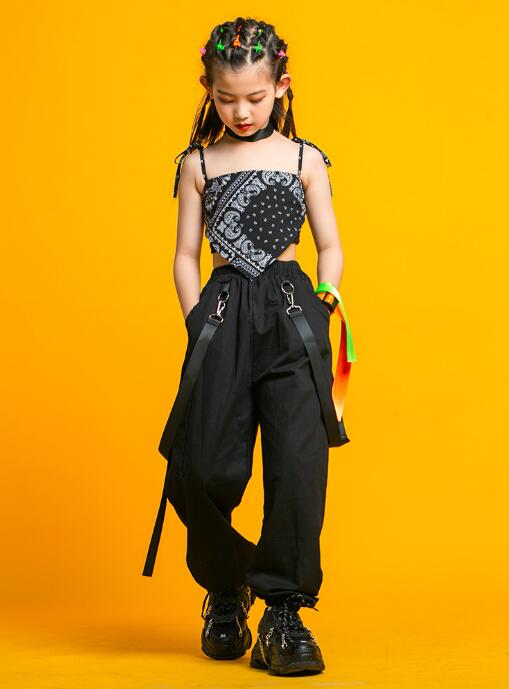 女の子ダンス衣装 ジャズ ヒップホップ 女の子 かっこいい演出服 セットアップ ダ...