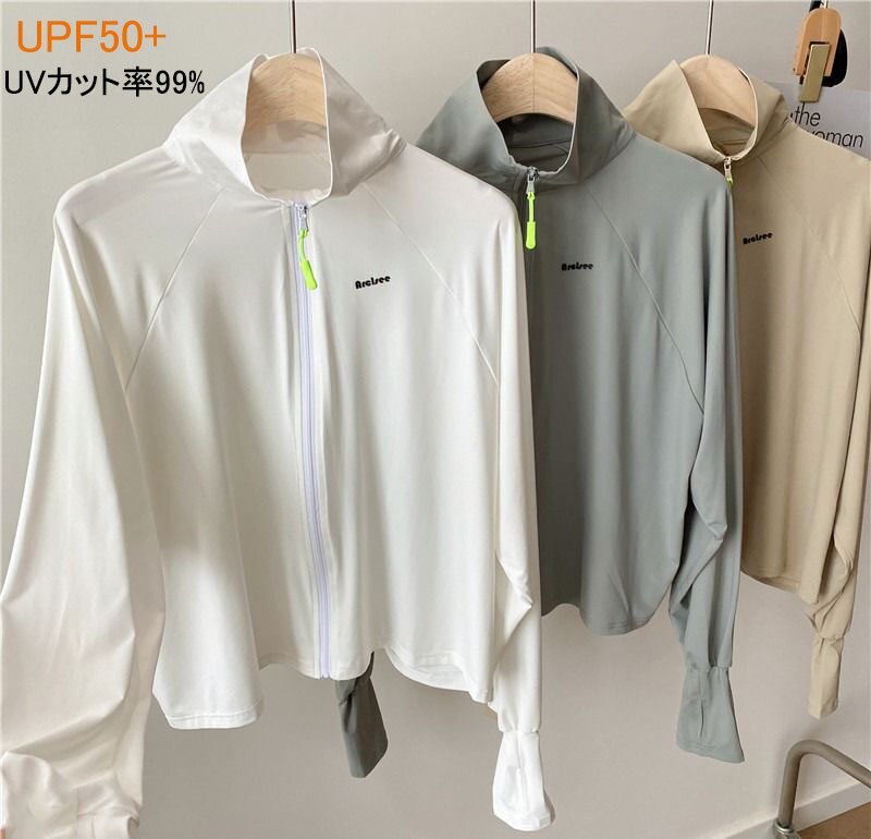 樂天商城 - ラッシュガード レディース ジップアップ スタンドカラー 接触冷感 UPF50+ UVカット率99% 水着 体形カバー 大きいサイズ 海 プール フードなし スタンド衿 紫外線対策 UVカット 長袖