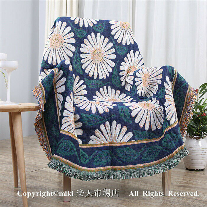樂天商城 - 130cm×180cm 白菊 毛布 ニット ブランケット 掛け毛布 大判 かわいい ひざ掛け プレゼント 通年使用 北欧風 ソファカバー おしゃれ 長方形 コットン ベッド カバー マルチ ソファー