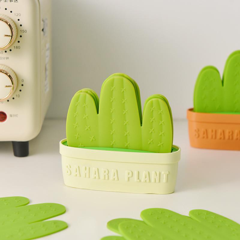 コースター サボテンデザイン 樹脂製 断熱 滑り止め コーヒー リビング キッチン デスク 食卓 おしゃれ..
