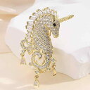 ブローチ レディース ユニコーン モチーフ マイクロパヴェ ジルコニア 高級感 エレガント ゴールド 金属製 オフィスカジュアル 通勤 フォーマル パーティー ...