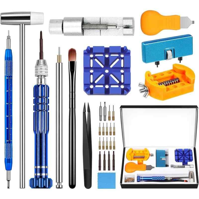 工具 腕時計 修理キット 電池交換用 メンテナンス 分解 オープナー 調整 ツールセット 高マンガン鋼製 ..